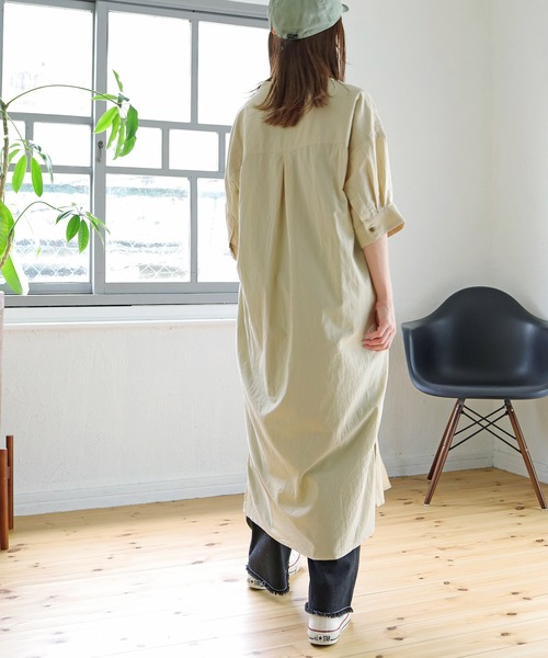 Crisp（クリスプ）の「ショートスリーブサージカルシャツワンピース（ワンピース・レディース・ベージュ/ネイビー/ブラウン・FREE）」の17枚目の写真