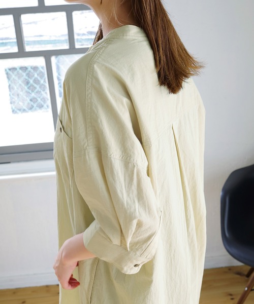 Crisp（クリスプ）の「ショートスリーブサージカルシャツワンピース（ワンピース・レディース・ベージュ/ネイビー/ブラウン・FREE）」の19枚目の写真