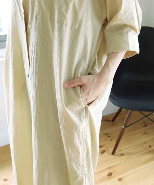 Crisp（クリスプ）の「ショートスリーブサージカルシャツワンピース（ワンピース・レディース・ベージュ/ネイビー/ブラウン・FREE）」の22枚目の写真