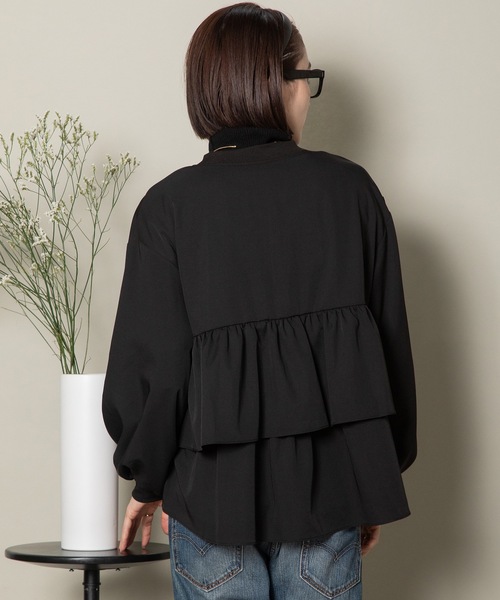 ジャケット ブルゾン ペプラムフレアー フリルノーカラーブルソン レディース ペプラム ノーカラージャケットの通販