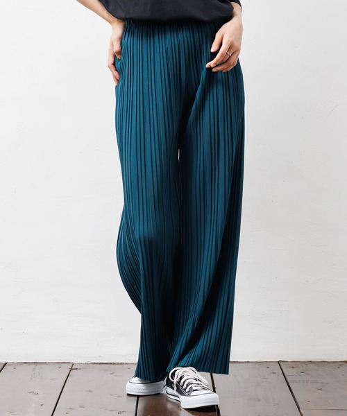 mili an deni（ミリアンデニ）の「セミワイドプリーツパンツ（その他パンツ・レディース・ブラウン/グリーン/ブラック/チャコールグレー/アッシュグレー・M）」の5枚目の写真