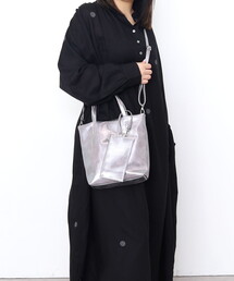 メタリックフェイクレザー2WAYトートバッグMINI