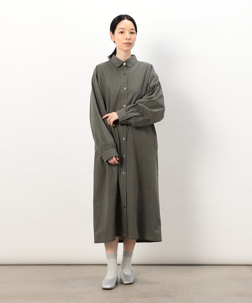 ONIGIRI（オニギリ）の「スモールギンガムチェック シャツワンピース（シャツワンピース・レディース・ネイビー/ベージュ/カーキ・FREE）」の2枚目の写真