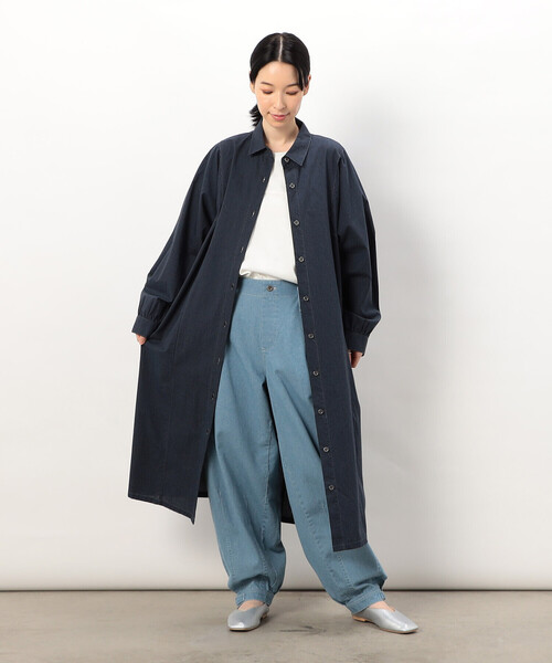 ONIGIRI（オニギリ）の「スモールギンガムチェック シャツワンピース（シャツワンピース・レディース・ネイビー/ベージュ/カーキ・FREE）」の5枚目の写真