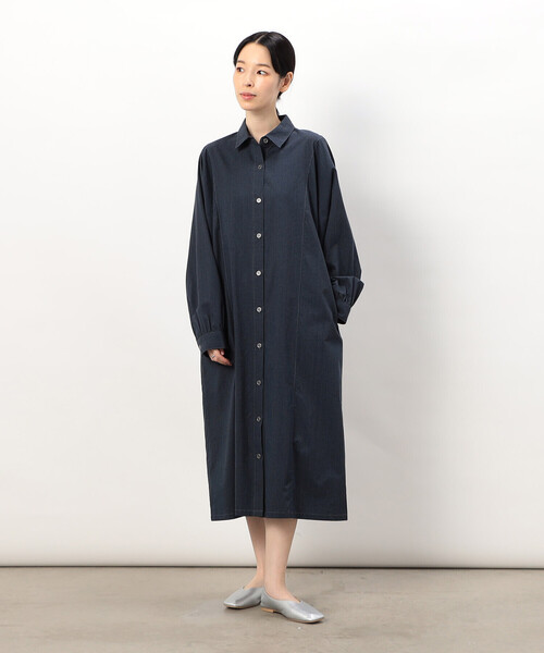 ONIGIRI（オニギリ）の「スモールギンガムチェック シャツワンピース（シャツワンピース・レディース・ネイビー/ベージュ/カーキ・FREE）」の6枚目の写真