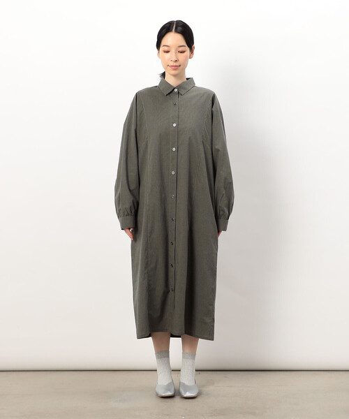 ONIGIRI（オニギリ）の「スモールギンガムチェック シャツワンピース（シャツワンピース・レディース・ネイビー/ベージュ/カーキ・FREE）」の8枚目の写真