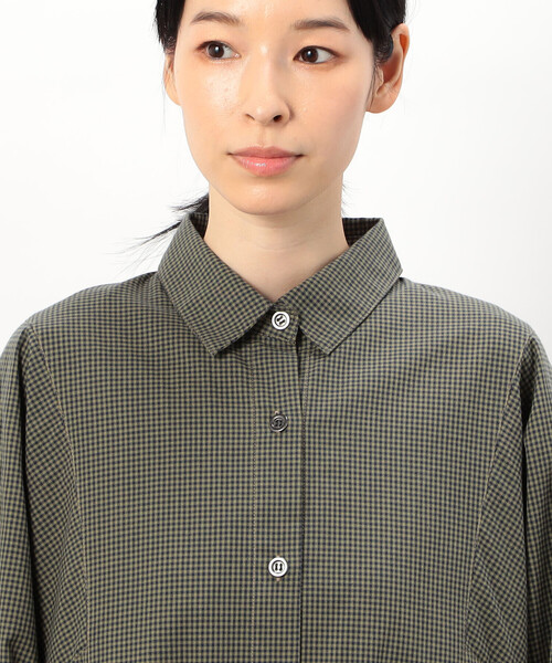 ONIGIRI（オニギリ）の「スモールギンガムチェック シャツワンピース（シャツワンピース・レディース・ネイビー/ベージュ/カーキ・FREE）」の11枚目の写真