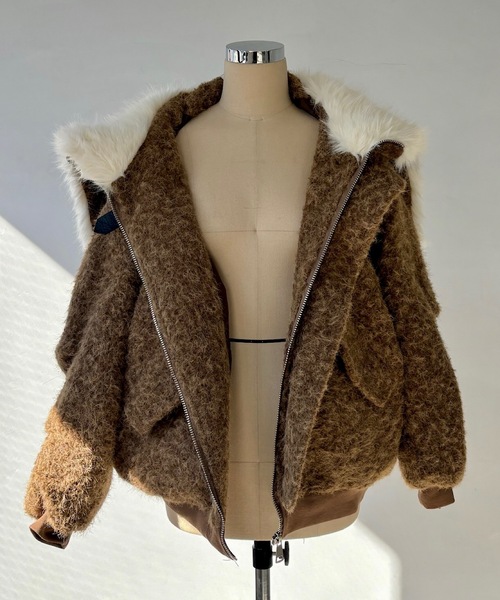 SANSeLF(サンセルフ)の「【LONSLAN】ボリュームボアブルゾン sanwl24a019(ブルゾン・レディース・ブラウン・FREE)」の7枚目の写真