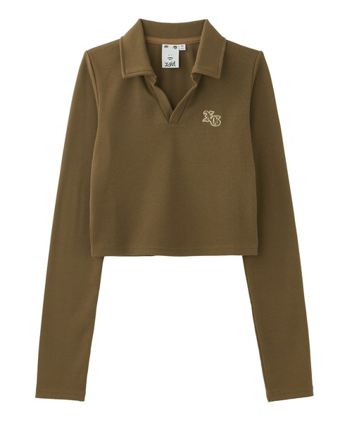 X-girl（エックスガール）の「BABY POLO TOP（Tシャツ/カットソー・レディース・ブラック/オフホワイト/ブラウン・S/M）」の13枚目の写真