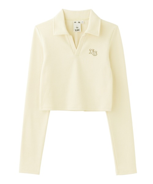 X-girl（エックスガール）の「BABY POLO TOP（Tシャツ/カットソー・レディース・ブラック/オフホワイト/ブラウン・S/M）」の14枚目の写真