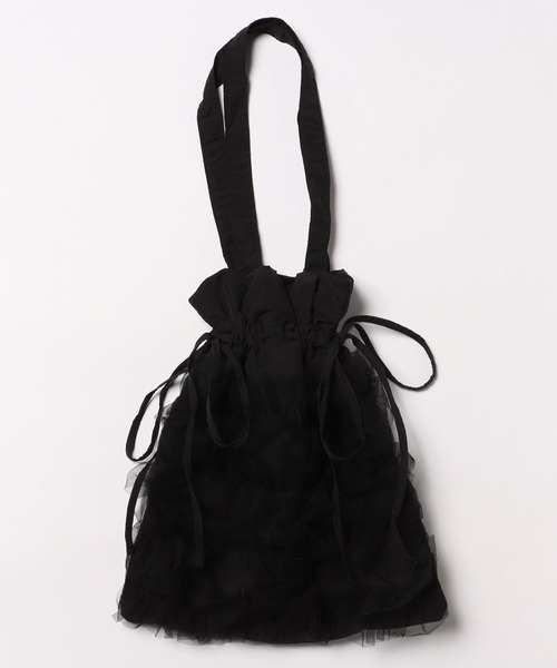 TITTY&CO.（ティティーアンドコー）の「チュールフリルバッグ（トートバッグ・レディース・ブラック/ホワイト・FREE）」の7枚目の写真