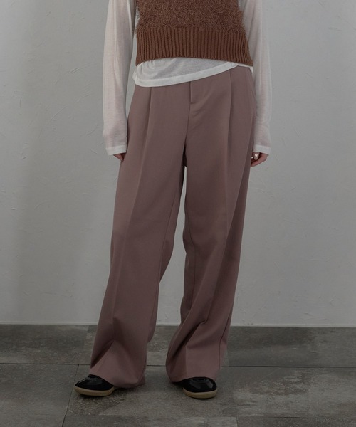 MINERTE(ミネルテ)の「【MINERTE】double tuck loose wide pants / ダブルタックルーズワイドパンツ(その他パンツ・レディース・キナリ/ダークグレー/モカ/ライトベージュ・M/L)」の3枚目の写真