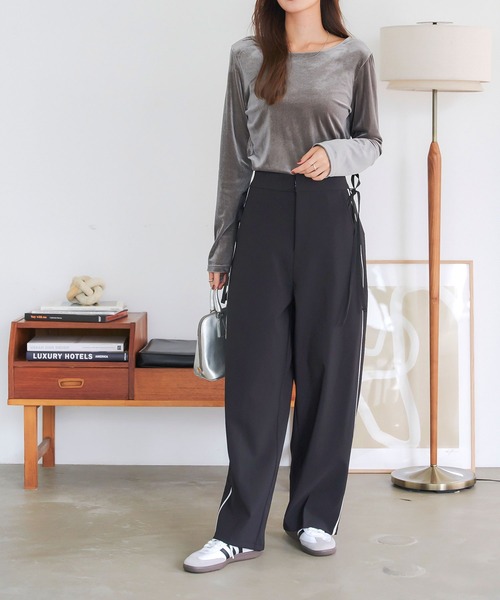 KOBE LETTUCE(コウベレタス)の「前後2wayベロアロンT(Tシャツ/カットソー・レディース・ブルー/グレー/ブラック/ピンク/ダークブラウン/ベージュ/ボルドー/アイボリー・L/M)」の12枚目の写真