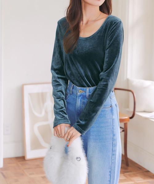 KOBE LETTUCE(コウベレタス)の「前後2wayベロアロンT(Tシャツ/カットソー・レディース・ブルー/グレー/ブラック/ピンク/ダークブラウン/ベージュ/ボルドー/アイボリー・L/M)」の17枚目の写真