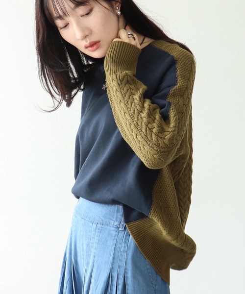 Three Four Time(スリーフォータイム)の「スエットニットドッキングプルオーバー(パーカー・レディース・オフホワイト/カーキ/ネイビー・FREE)」の11枚目の写真