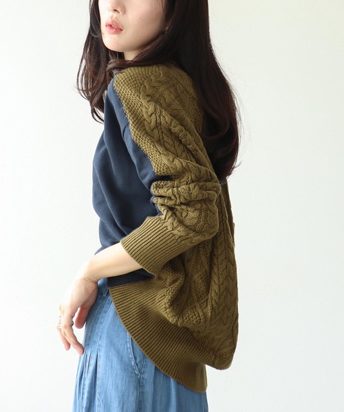 Three Four Time(スリーフォータイム)の「スエットニットドッキングプルオーバー(パーカー・レディース・オフホワイト/カーキ/ネイビー・FREE)」の9枚目の写真