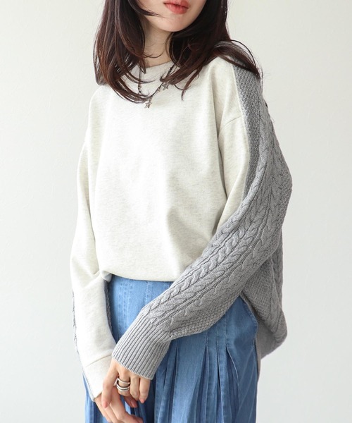 Three Four Time(スリーフォータイム)の「スエットニットドッキングプルオーバー(パーカー・レディース・オフホワイト/カーキ/ネイビー・FREE)」の4枚目の写真