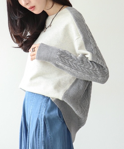 Three Four Time(スリーフォータイム)の「スエットニットドッキングプルオーバー(パーカー・レディース・オフホワイト/カーキ/ネイビー・FREE)」の10枚目の写真