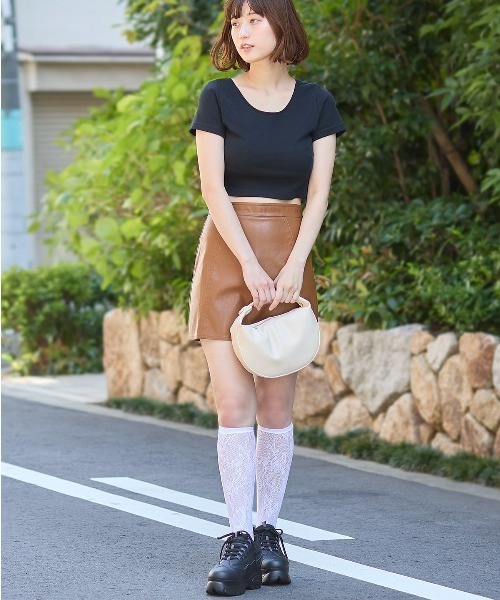 tutuanna（チュチュアンナ）の「花柄レースハイソックス40cm丈（ソックス/靴下・レディース・ホワイト/ライトグレー/ブラック/ベビーピンク・FREE）」の6枚目の写真