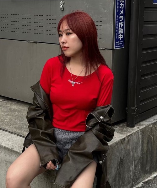 ACLENT(アクレント)の「ロゴベーシックロンT(Tシャツ/カットソー・レディース・グレー/レッド/ネイビー/ブラック/ホワイト・FREE)」の5枚目の写真