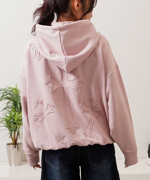 カットスウェード クロスエンボス パーカー / Cut suede cloth