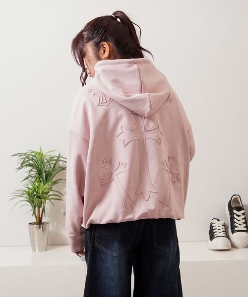 カットスウェード クロスエンボス パーカー / Cut suede cloth