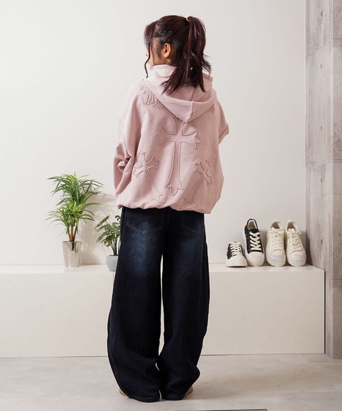 カットスウェード クロスエンボス パーカー / Cut suede cloth