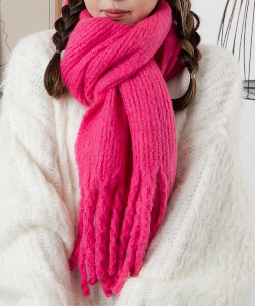 WEGO（ウィゴー）の「WEGO/リブニットストール（マフラー・レディース・ピンク/オレンジ/ホワイト/ブラック/ブルー・FREE）」の5枚目の写真