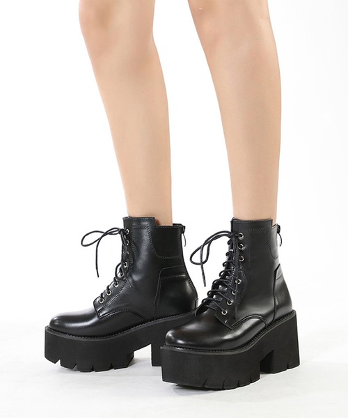 Lace Ladies(レースレディース)の「厚底 ボリューム レースアップ ショート ブーツ(ブーツ・レディース・ブラック・23cm/23.5cm/24cm/24.5cm/25cm/22.5cm)」の6枚目の写真