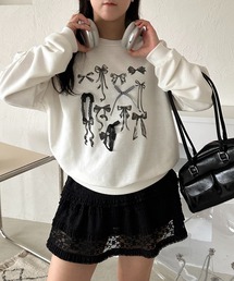 【apresjour mignon 】手書きプリントリボンスウェット【ZOZOTOWN限定アイテム】