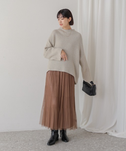 Bou Jeloud（ブージュルード）の「チュールプリーツスカート（スカート・レディース・モカ/ブラック・FREE）」の15枚目の写真