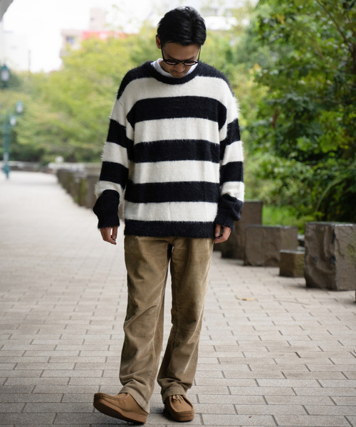 VENCEEXCHANGE（ヴァンスエクスチェンジ）の「ボーダーシャギークルーネックニット（ニット/セーター・メンズ・ホワイト/レッド/グレー・M/L/LL）」の14枚目の写真