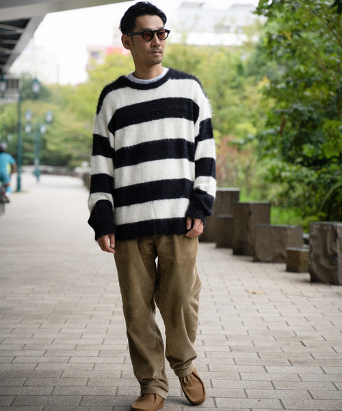 VENCEEXCHANGE（ヴァンスエクスチェンジ）の「ボーダーシャギークルーネックニット（ニット/セーター・メンズ・ホワイト/レッド/グレー・M/L/LL）」の15枚目の写真