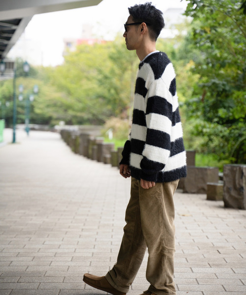VENCEEXCHANGE（ヴァンスエクスチェンジ）の「ボーダーシャギークルーネックニット（ニット/セーター・メンズ・ホワイト/レッド/グレー・M/L/LL）」の16枚目の写真