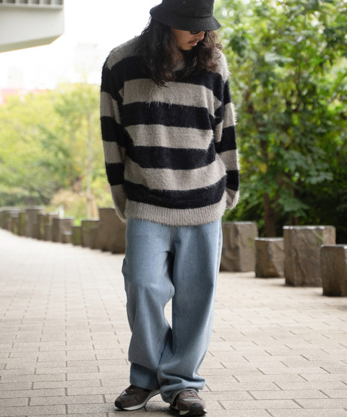 VENCEEXCHANGE（ヴァンスエクスチェンジ）の「ボーダーシャギークルーネックニット（ニット/セーター・メンズ・ホワイト/レッド/グレー・M/L/LL）」の8枚目の写真