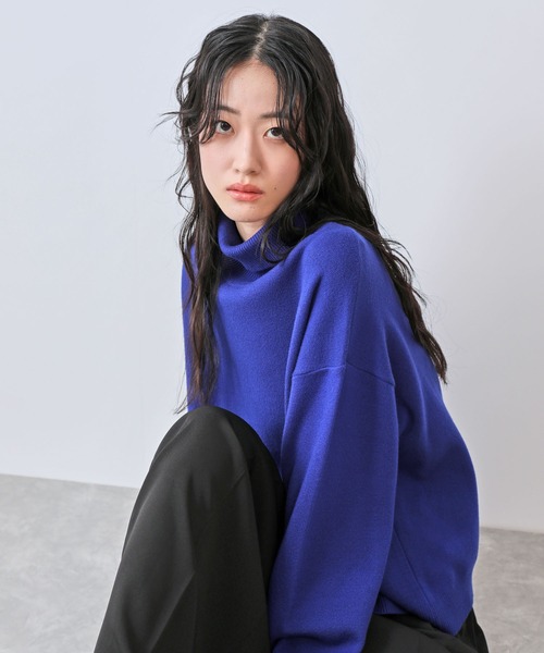 JUNRED（ジュンレッド）の「Fluffyショートタートルニット（ニット/セーター・メンズ・ブルー/ブラック/ブラック系その他2/ライトグレー・L/M/S）」の4枚目の写真