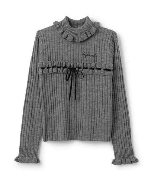 by LOVEiT（バイラビット）の「フリルリボンニット（ニット/セーター・キッズ・ブラック/オフホワイト/グレー・120cm/130cm/140cm/150cm/160cm）」の3枚目の写真