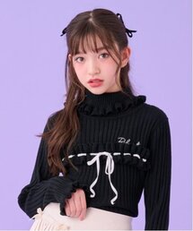 フリルリボンニット