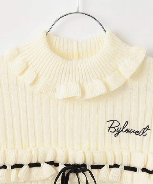 by LOVEiT（バイラビット）の「フリルリボンニット（ニット/セーター・キッズ・ブラック/オフホワイト/グレー・120cm/130cm/140cm/150cm/160cm）」の7枚目の写真