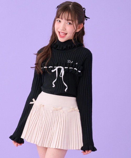 by LOVEiT（バイラビット）の「フリルリボンニット（ニット/セーター・キッズ・ブラック/オフホワイト/グレー・120cm/130cm/140cm/150cm/160cm）」の5枚目の写真