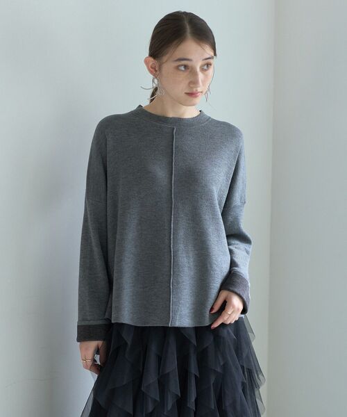 YECCA VECCA(イェッカヴェッカ)の「ダブルフェイス配色ニット(ニット/セーター・レディース・ベージュ/ネイビー/グレー・FREE)」の20枚目の写真