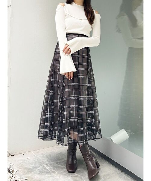 MERCURYDUO(マーキュリーデュオ)の「ショルダースリットナローストラップニット(ニット/セーター・レディース・ブラック/ライトブルー/オフホワイト/チャコールグレー・FREE)」の18枚目の写真