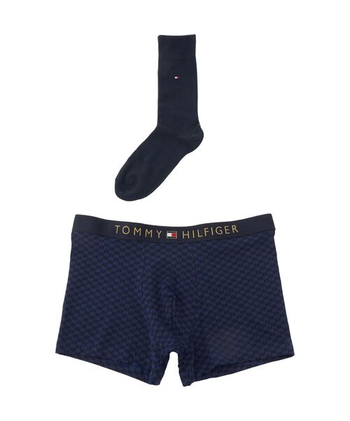 TOMMY HILFIGER（トミーヒルフィガー）の「ゴールドウエストトランクスプリントソックスセット（トランクス・メンズ・マルチ/レッド/ブルー・LARGE/MEDIUM）」の2枚目の写真
