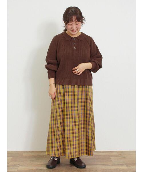 Samansa Mos2(サマンサ モスモス)の「◎畦編みニットポロ(ニット/セーター・レディース・キナリ/ネイビー/ブラウン・F)」の14枚目の写真