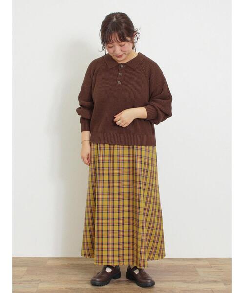 Samansa Mos2(サマンサ モスモス)の「◎畦編みニットポロ(ニット/セーター・レディース・キナリ/ネイビー/ブラウン・F)」の15枚目の写真