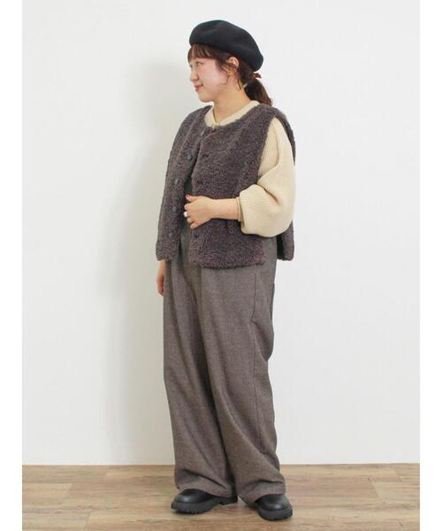 Samansa Mos2(サマンサ モスモス)の「◎畦編みニットポロ(ニット/セーター・レディース・キナリ/ネイビー/ブラウン・F)」の21枚目の写真