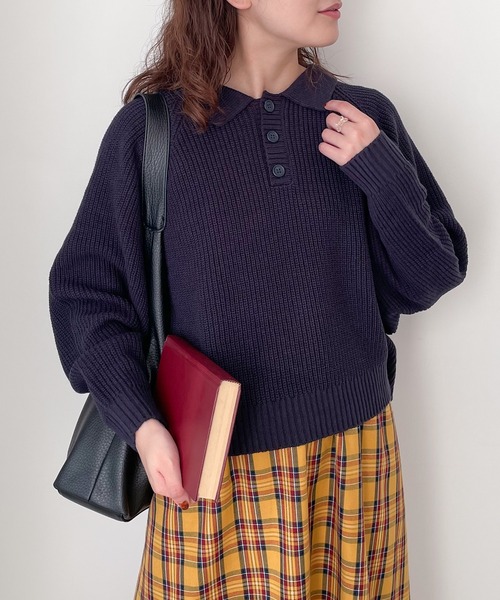 Samansa Mos2（サマンサ モスモス）の「◎畦編みニットポロ（ニット