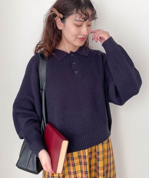Samansa Mos2（サマンサ モスモス）の「◎畦編みニットポロ（ニット