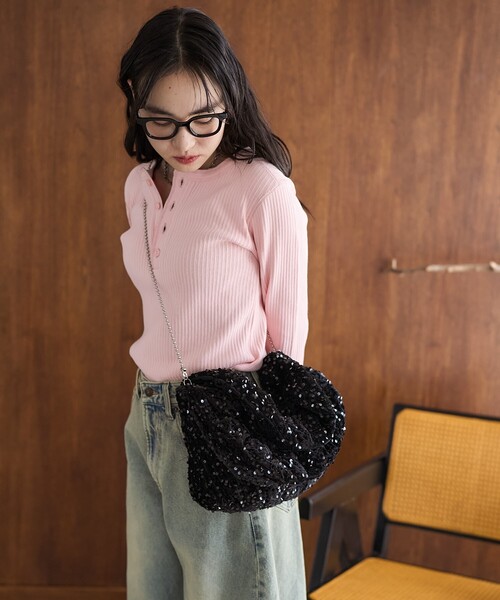 FREAK'S STORE（フリークスストア）の「2WAY スパンコールギャザーバッグ / ショルダーバック（ハンドバッグ・レディース・ブラック/ブラウン/シルバー・ONE SIZE）」の12枚目の写真