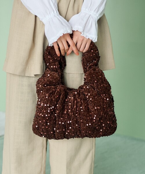 FREAK'S STORE（フリークスストア）の「2WAY スパンコールギャザーバッグ / ショルダーバック（ハンドバッグ・レディース・ブラック/ブラウン/シルバー・ONE SIZE）」の5枚目の写真